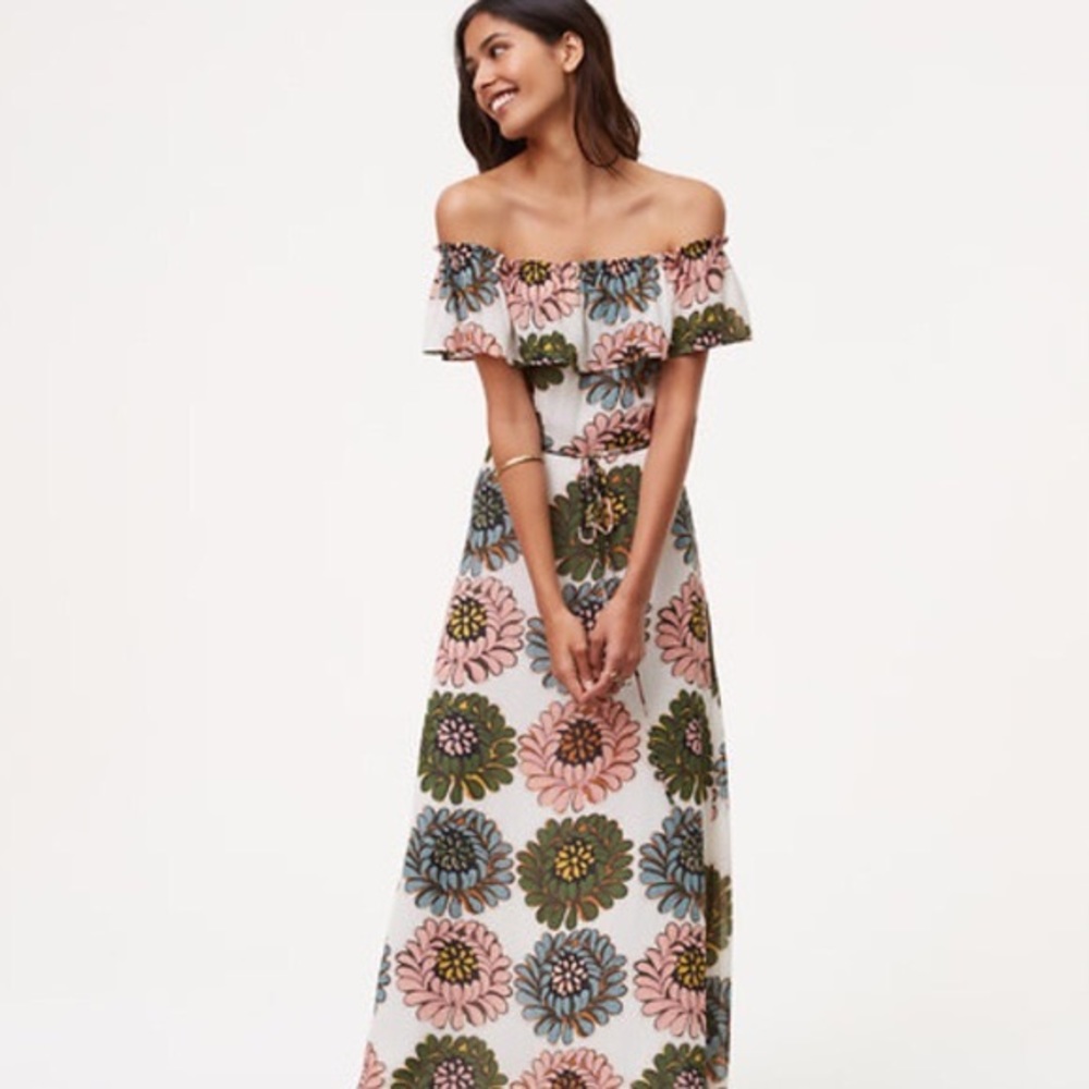 Ann Taylor LOFT off shoulder maxi floral dress